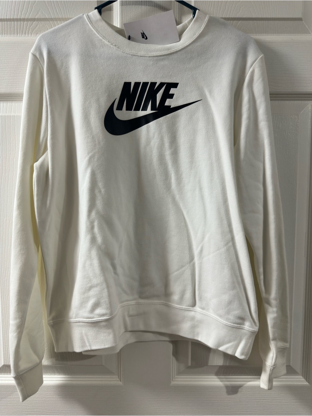 Nike White Crewneck Sweatshirt with Black Swoosh